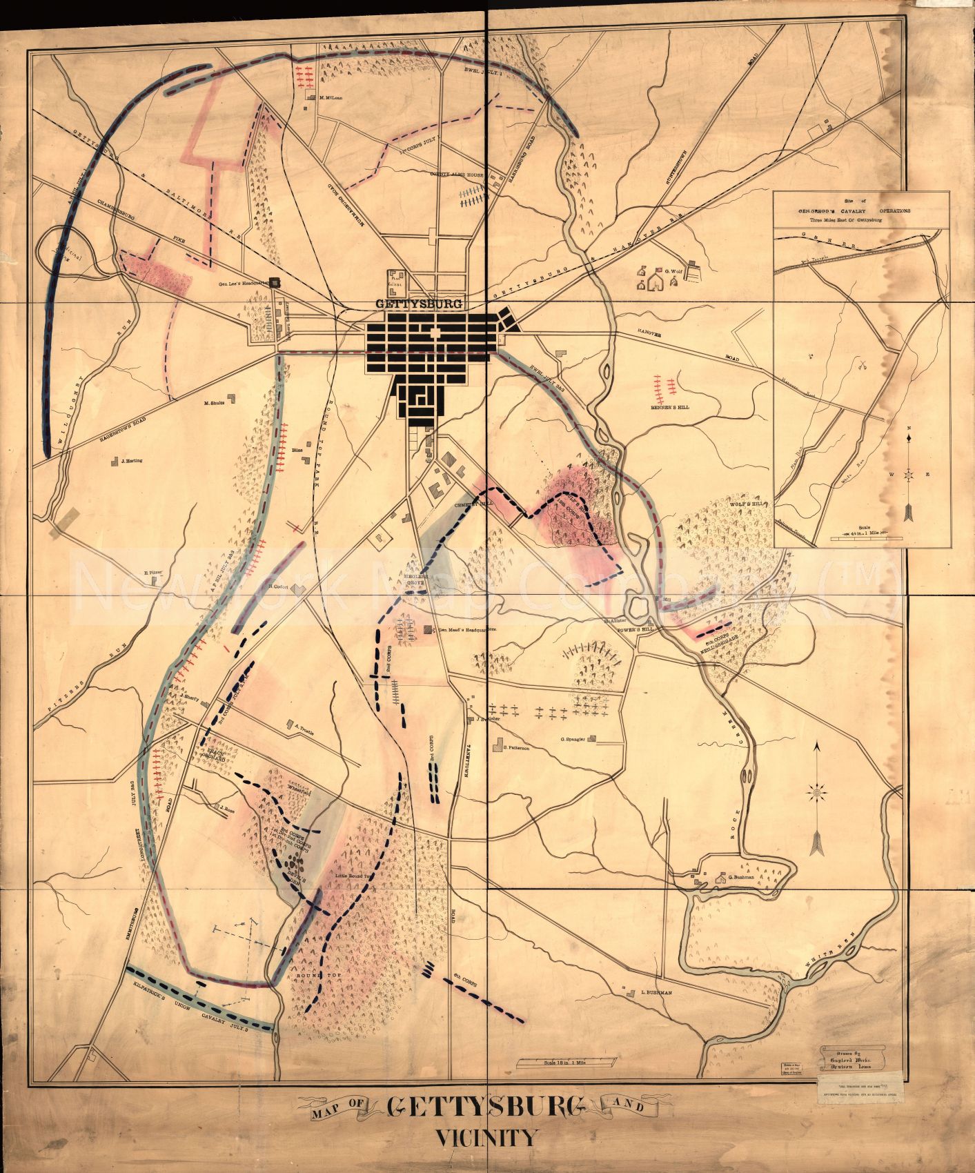 1863 Map Map Of Gettysburg And Vicinity Civil Wargettysburg Region